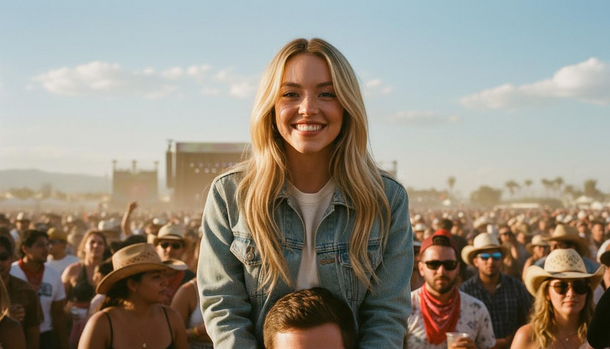 Sydney Sweeney Rides High on Scooter Braun’s Shoulders at Stagecoach 2026