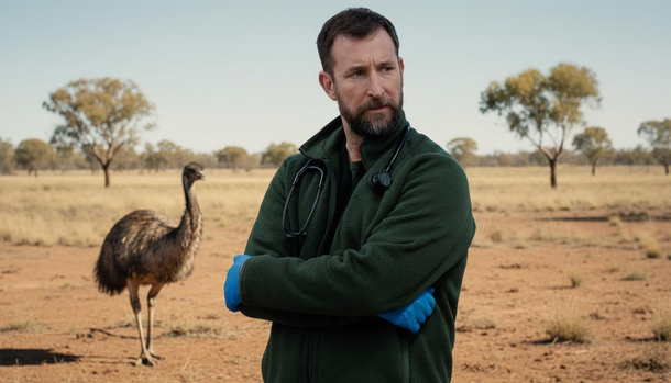 Noah Wyle credits a trash can lid for surviving an emu attack
